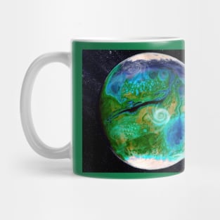 Green terraformed Mars with ocean and seas Mug